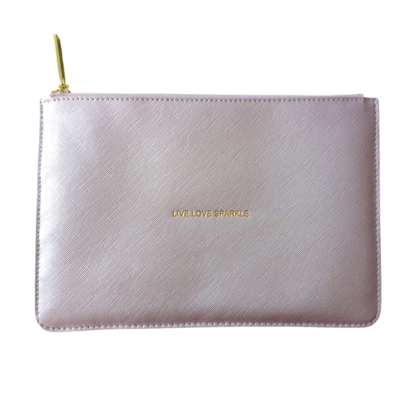 Katie Loxton Handbags - Katie Loxton Elegant Pink Clutch with Gold Accents